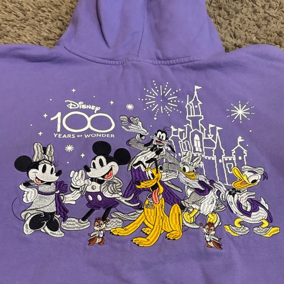 100 Anniversary Embroidered XL Purple Disneyland Hoodie 💜 - Picture 5 of 8